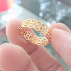 Nhẫn Kim Tiền Dáng Thon Cao Cấp- Nhẫn nữ dùng lâu dài tắm rửa thoải mái không phai không kiêng mồ hôicó pha vàng bên trong (Có Ký Hiệu-Dùng Như Vàng)