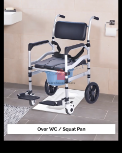 Premium Commode Chair With Large Wheels  - Bathroom Shower Chair Seat