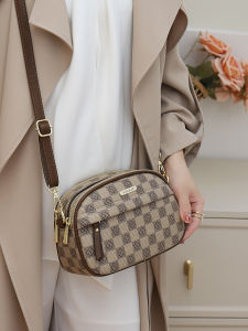 Womens Large Capacity Commuter Shoulder Bag Double Layer Printed Fashionable Casual Style Detachable Strap round Shape Bag