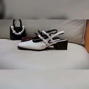 Korean Version Red High Heels Medium Square Toe Fashion Womens Sandals#WL521