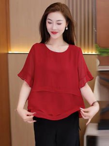 Elegant Mommy Cashmere Sweater Womens Loose Fashionable Ruffles Top For Summer 2024 New Arrival Anti-Aging Leafe Edge Top