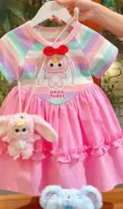 Váy bé gái cộc tay hoạ tiết BABY THREE CAPPYBARA cân nặng 10-40kgĐầm bé gái họa tiết xinh xắn