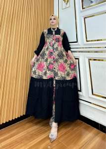 Gamis tamara kancing | gamis motif terbaru kekinian | gamis lebaran jumbo