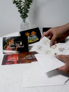 12pcs/set 2025 Diwali Decoration items Happy Deepavali Festival Decor Greeting Card Gift Cards for Deepavali Folding Postcard  Holiday Divali Festival Blessing Cards