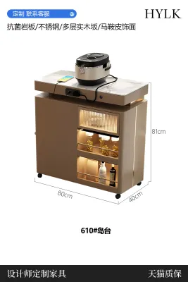 Luxury Modern Kitchen Island Table for Home with Induction Cooker and Microwave Function