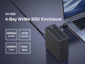 TERRAMASTER D4 SSD NVMe Enclosure - 40Gbps 4Bay USB Storage Type-C Supports 4xM.2 NVMe 2280 SSDs Compatible with USB 4/3.2/3.1/3.0 Thunderbolt 5/4/3 Mobile App for Data Backup Included US Plus(Diskless)
