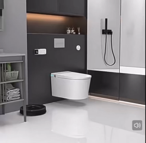 Wall Hung Smart Toilet Built In Tank No Water Pressure Limit Auto Lid Open Bidet Wash Feminine Wash Cold Air Dry Auto Flush On Leave Lid Close UV Sterilization Waterproof Shockproof