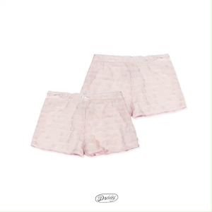 DADDY กางเกงขาสั้นผ้าแต่งระบายขอบเอวยางยืด สี Pale pink สุดน่ารัก