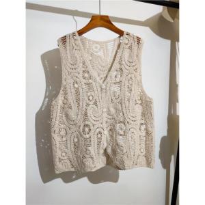 Womens Knitted Hollow out Sleeveless Vest Cardigan V-Neck Summer New Design Sensation Small Audience Outerwear Top