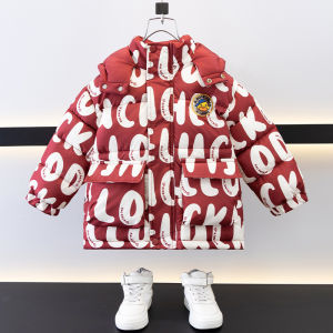 Thickened down Cotton Jacket Little Yellow Duck Boys Winter Clothes Baby New Year Outfit Red Cute Childrens Padded Coat