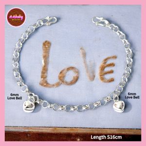 🌈AAbaby Galleries AA202 Original Baby Silver Anklet Bracelet 2 Love Bells (Rantai Kaki/Tangan/Gelang Kanak)