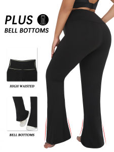 Plus Size Womens Super Soft High Waisted Flare Pants Leggings Tummy Control Soft Bootleg Bell Bottoms Running
