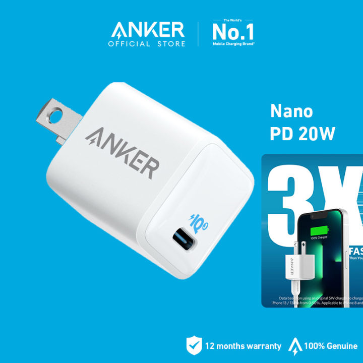 Anker PD 20W Nano Charger PIQ Durable Compact Fast Charger