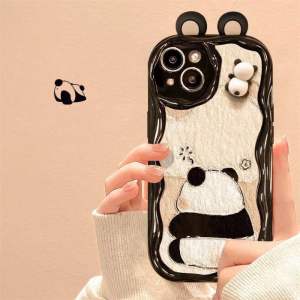 CASING WAVE 3D LOTSO PANDA FOR SAMSUNG A06 A72 A55 A35 A25 A15 A05 A05S A04 A04E A04S A03 A03S A03CORE A24 A14 A13 A23 4G 5G A10S A10 A12 A11 M11 M12 M10 / SOFT CASE KARTON 3D DOLL EARS BONEKA BEAR LOTSO BLACK PANDA