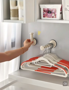 Hanger Organizer Suction Cup Hanger Holder for Laundry Room Vertical Space Saver No Drilling/Extendable(4.6"–7.5") for Washer and Dryer