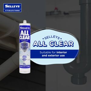 SELLEYS All Clear 75g Multi-Purpose Silicone Sealant Glass Aquarium Fish Tank Wood Door Window Seal