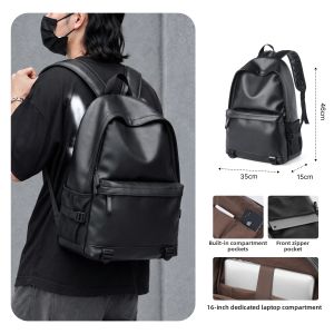 MOYYI | Travel Lightweight Leather Backpack For Men and Students