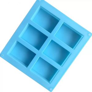 6-Grid Rectangular Square Cake Silicone Baking Mold Handmade Soap Mold DIY Ice Cream Plate Jelly Cake Candy Chocolate Mold