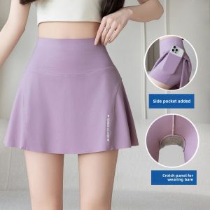 MiiOW | Ice Silk Safety Pants High Waist Yoga Skort Thin Sportswear For Women Summer Cool Feeling Tennis Skirt Anti-Light Walking