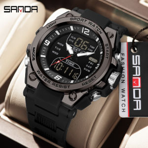 Sanda | SANDA Watch Men Top Brand Digital Quartz Watch Chronograph Man Luminous Waterproof Wristwatch Double Display Shockproof Clock