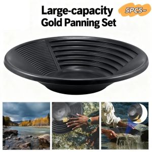 5 PCS Portable Gold Panning Pan Set Large Capacity Gold Pan Sieve Dish Practical Gold Filtrate Tool