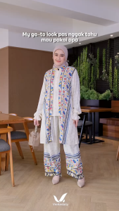 Setelan Atasan Tunik dan Celana Kulot Wanita Remaja Titian One Set Bahan Rayon By Vente daily - Motif Terbaru - Muslim