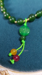 Vòng chuỗi niệm 21 viên đá Mã Não xanh lá size hạt 8 li phối viên lu thống mã não vàng charm kim tiền đá mã não xanh | Hoa Minh Gem