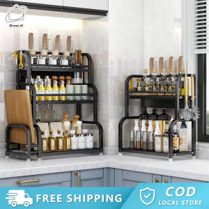Multifunction Kitchen Spice Rack Stainless Steel Rak Rempah Seasoning Storage Rak Condiment Rack Rak Dapur