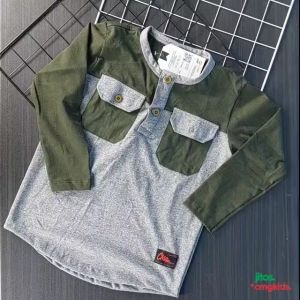 CMGKIDS Baju Kurta Semi Koko Placket Lengan Panjang Anak