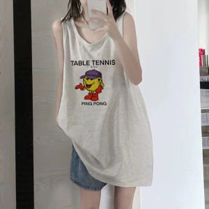 Áo Vest Không Tay Cotton Nguyên Chất Mùa Hè Cho Nữ Áo Chui Đầu Cổ Chữ V Dáng Rộng Phong Cách Hồng Kông Không Có Thương Hiệu Không Có Họa Tiết