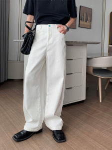 Quần Jeans Denim Màu Trắng Mùa Hè Chống Bẩn Cho Nam Quần Ống Thẳng Thường Ngày Dáng Rộng Quần Jeans Denim Dài Dài Đến Mắt Cá Chân