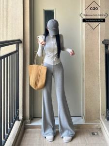 High-Waist Long-Leg Cloud Pants for Women New Style Fall 2024 Trendy Business Casual Pants Loose Fit for 18-24 Years
