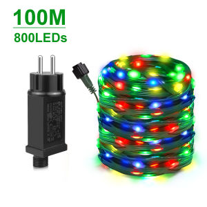 Decorative Light Green Wire Leather LED Christmas lights Fairy String Outdoor Garden Party New Year Garland Decor 10M-100M