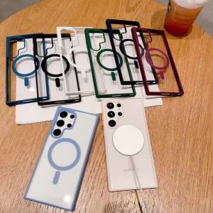Transparent Magnetic Case for Magsafe Samsung Galaxy S25 S24 Ultra S22 Plus S23 FE S25Ultra S25+ S24FE Shockproof Phone Cover