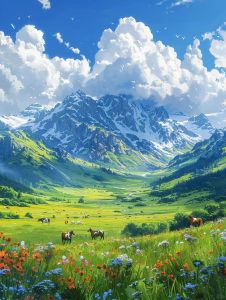 BILIBILI | Alpine Scenery with Wildflowers Oil Painting By Numbers  Home Decoration Wall Living Room Decor Best Gift Frameelss