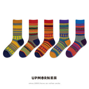 UPMORN | Thick High-Waist Over-the-Calf Socks Colored Patterned Mens Long Socks