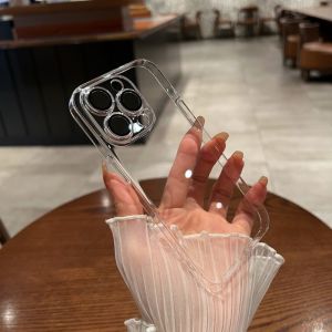CrashStar With Lens Films Ultra-thin No-yellowing Transparent Clear Hard Phone Case For iPhone 15 Pro Max 14 Pro Max Plus 13 12 Pro Max Shockproof Phone Casing Simple Phone Cover Hot Sale