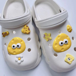 8Pcs/Set Crocs Charms Shoes Decoration Accessories Cute Cheese Shoe Flower Buckle for Crocs