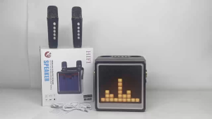 Portable home Bluetooth speakerwith LED colorful lighting effect and wireless dual-microphone karaoke speaker
