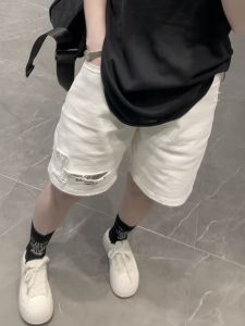 plus Size Straight Leg Denim Shorts High Waist Distressed Five Inch Pants Versatile Summer Slimming A-Line Hot Pants