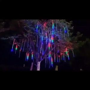 OSIDEN | Solar Meteor Tube String Lights Outdoor Waterproof Garden Light 8 Modes Ambient Lamps for Christmas Eaves Yard Trees Decoration
