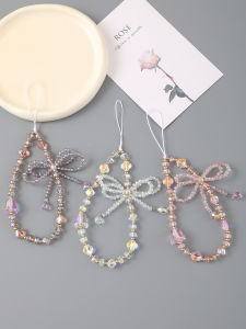 Multi Color Light Luxury Personalized Bell Orchid Crystal Bead Mobile Phone Chain Hanging Decoration Hanging Chain
