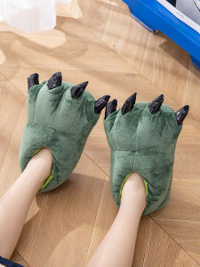 Dép Bông Mùa Đông Cá Tính Cho Cặp Đôi Hoạt Hình Dinosaur Dễ Thương Đế Bằng Lót Nhung Ấm Áp Cho Nam Và Nữ