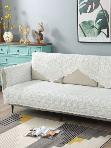 Thickened Lace Sofa Cover Pure White Backrest Towel Four Seasons Universal Sofa Cushion Armrest Towel Modern Simple Full Cover Cloth Art