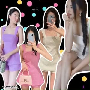 Set 2 ชิ้นสุดคุ้ม เสื้อโบว์หลังซับในทั้งตัว ซิปข้าง+กางเกงขาสั้น เรียบหรูดูแพง TT20140