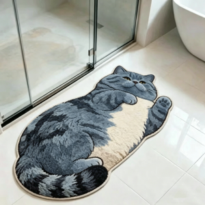 VIKAMA Kawaii Cute Pet Bath Mat Soft Plush Absorbent Anti Slip Washable Dorm Bedroom Shower Entry Decor Floor Rug