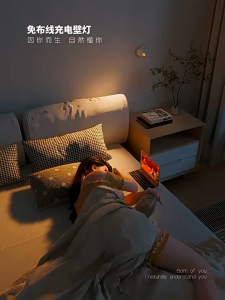 MLADEN Wireless LED Bedside Wall Light USB Rechargeable Indoor Room Spotlight Magnetic Base Touch Dimmable Wall Lamp