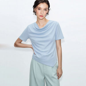 AMII | New Summer Flounce Asymmetric Hem Stretch T-shirt