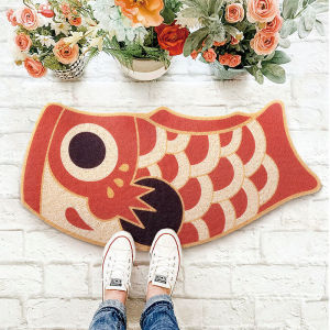 Japanese Style Carp Flag Door Mat Anti-Slip Silk Circle Soil Scraper Home Carpet Cartoon Anime Entrance Rug Floor Mat