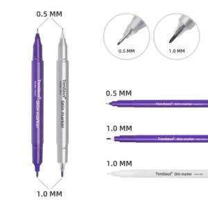 Tattoo Skin Marker Pen 0.5mm & 1mm Dual Tip Single Point TipPurple Surgical Tattoo Stencil Marker with Ruler Tattoo Accessories